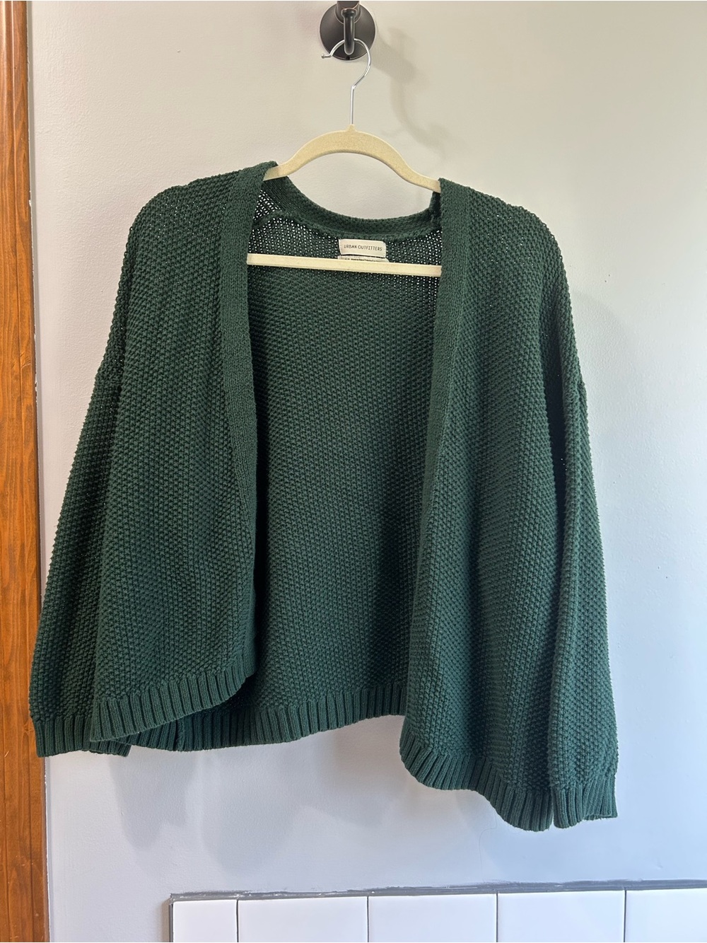 Urban Outfitters Forest Green Open-Front Knit Cardigan